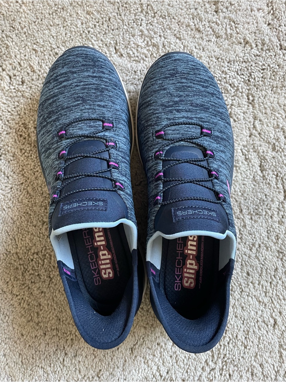 Skechers Navy with Pink Accent Slip-In Athletic Sneakers- Size 9